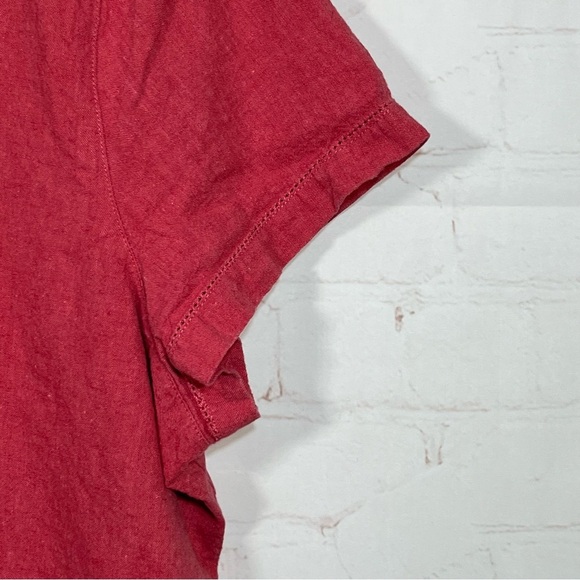 Eddie Bauer Womens Linen Button Up Blouse Top Size XXL Salmon Cap Sleeve - Picture 8 of 15